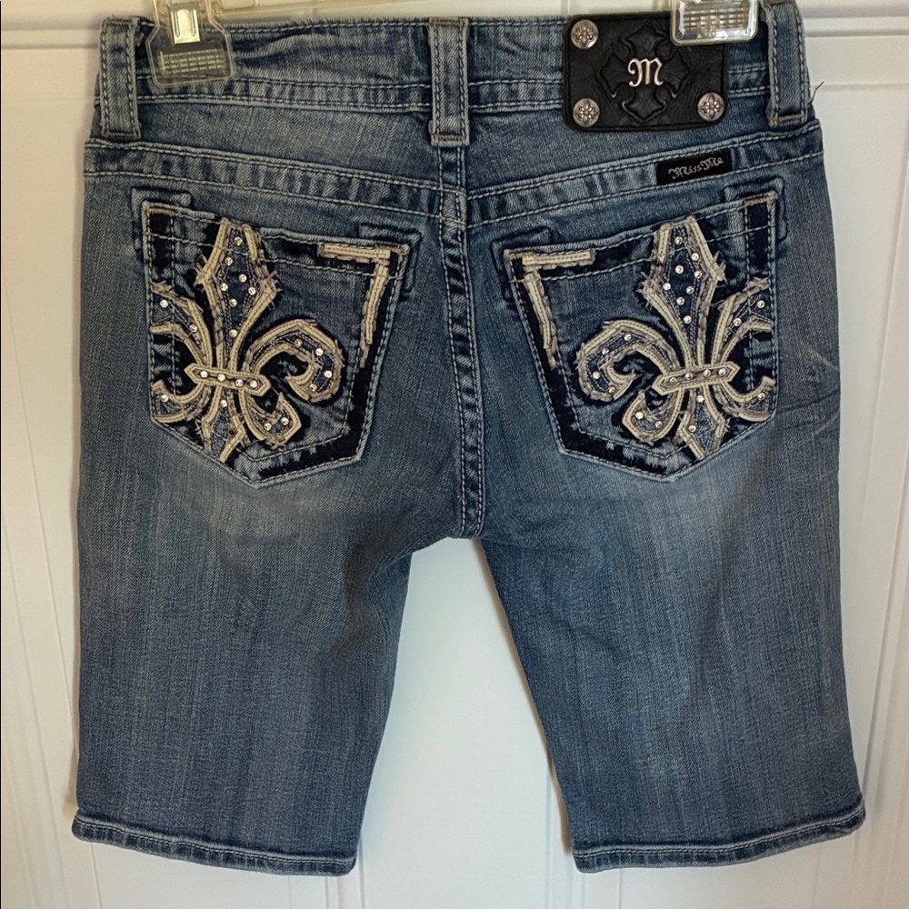 Miss Me Blue Embellished Fleur-de-Lis Boyfriend Jeans